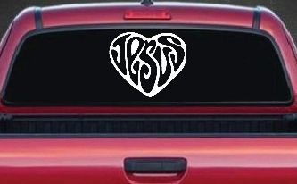 Jesus Heart Christian Car or Truck Window Decal Sticker