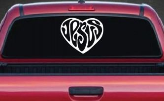 Jesus Heart Christian Car or Truck Window Decal Sticker