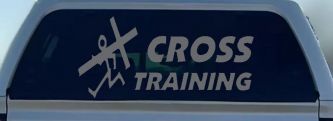 Cross Training Christian Car or Truck Window Decal Sticker (Silver)
