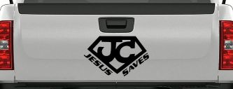 Jesus Saves Christian Car or Truck Window Decal Sticker (Black)