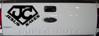 Jesus Saves Christian Car or Truck Window Decal Sticker (Black)