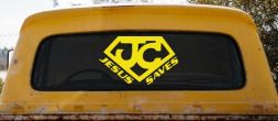 Jesus Saves Vinyl Decal | Christian Car & Truck Window Sticker (Yellow)
