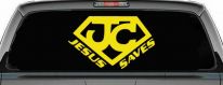 Jesus Saves Vinyl Decal | Christian Car & Truck Window Sticker (Yellow)