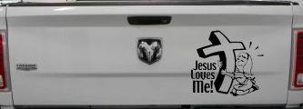 Jesus Loves Me Girl Christian Car or Truck Window Decal Sticker (Black)