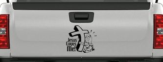 Jesus Loves Me Girl Christian Car or Truck Window Decal Sticker (Black)
