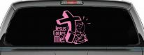 Jesus Loves Me Girl Christian Car Truck Window Decal Sticker (Pink)