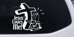 Jesus Loves Me Girl Christian Car or Truck Window Decal Sticker