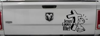 Jesus Loves Me Boy Christian Car or Truck Window Decal Sticker (Black)