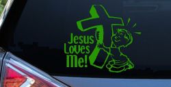 Jesus Loves Me Boy Christian Car or Truck Window Decal Sticker (Lime)