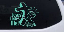 Jesus Loves Me Boy Decal Christian Car Truck Window Vinyl Sticker (Mint)