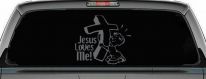 Jesus Loves Me Boy Christian Car or Truck Window Decal Sticker (Silver)