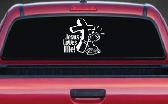 Jesus Loves Me Boy Christian Car or Truck Window Decal Sticker