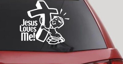 Jesus Loves Me Boy Decal Christian Car Truck Window Vinyl Sticker