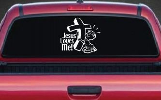 Jesus Loves Me Boy Christian Car or Truck Window Decal Sticker