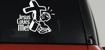 Jesus Loves Me Boy Decal Christian Car Truck Window Vinyl Sticker