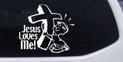 Jesus Loves Me Boy Christian Car or Truck Window Decal Sticker