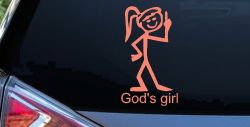 Gods Girl Christian Car Truck Window Vinyl Decal Sticker (Coral)