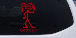 God's Girl Christian Car or Truck Window Decal Sticker (Red)