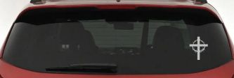 Cross With Thorn Crown Christian Car or Truck Window Decal Sticker (Light Gray)