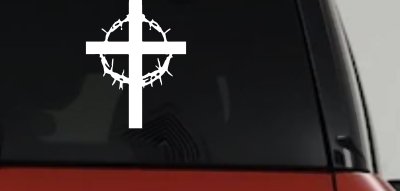 Christian Cross Thorn Crown Decal Car Truck Window Sticker