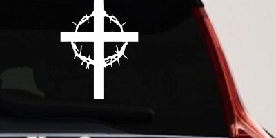 Christian Cross Thorn Crown Decal Car Truck Window Sticker