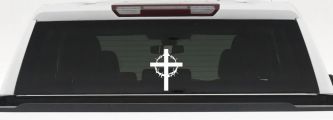 Christian Cross Thorn Crown Decal Car Truck Window Sticker (White)