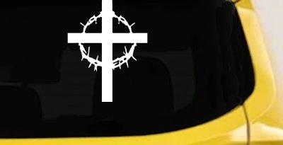 Christian Cross Thorn Crown Decal Car Truck Window Sticker