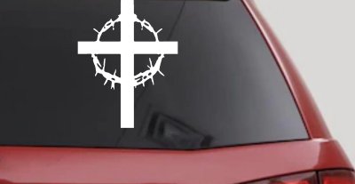Christian Cross Thorn Crown Decal Car Truck Window Sticker