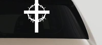 Christian Cross Thorn Crown Decal Car Truck Window Sticker