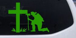 Fireman At The Cross Christian Car or Truck Window Decal Sticker (Lime)