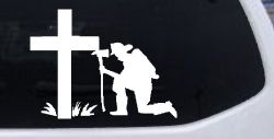 Fireman At The Cross Christian Car or Truck Window Decal Sticker