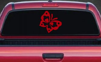 Butterfly Butterflies Car or Truck Window Decal Sticker (Red)