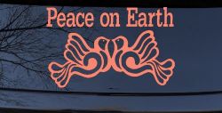 Peace On Earth Christian Car or Truck Window Decal Sticker (Coral)