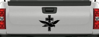 Dove With Cross Christian Car or Truck Window Decal Sticker (Black)