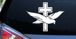 Dove With Cross Christian Car or Truck Window Decal Sticker