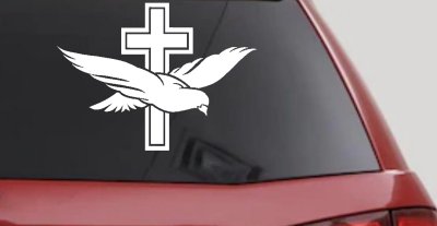 Christian Dove Cross Decal for Car Truck Window - Vinyl Sticker