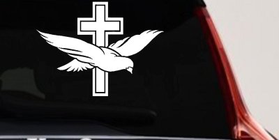 Christian Dove Cross Decal for Car Truck Window - Vinyl Sticker