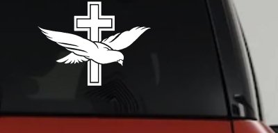 Christian Dove Cross Decal for Car Truck Window - Vinyl Sticker