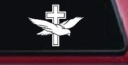 Dove With Cross Christian Car or Truck Window Decal Sticker