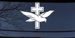 Dove With Cross Christian Car or Truck Window Decal Sticker