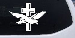 Dove With Cross Christian Car or Truck Window Decal Sticker
