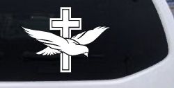Dove With Cross Christian Car or Truck Window Decal Sticker
