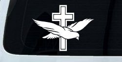 Dove With Cross Christian Car or Truck Window Decal Sticker