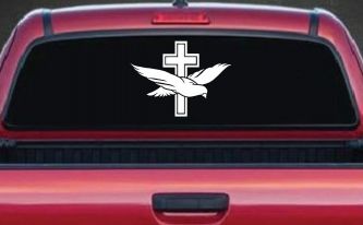 Dove With Cross Christian Car or Truck Window Decal Sticker