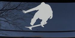Skateboarder Window Decal Sticker - Car Truck Vinyl Decor (Light Gray)