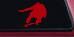 Skate Boarding Car or Truck Window Decal Sticker (Red)