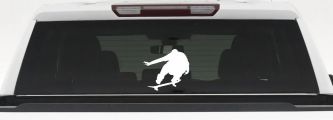 Skate Boarding Car or Truck Window Decal Sticker (White)