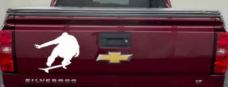 Skateboarder Window Decal Sticker - Car Truck Vinyl Decor (White)