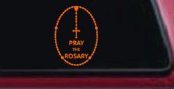 Pray The Rosary Christian Car Truck Window Vinyl Decal Sticker (Orange)