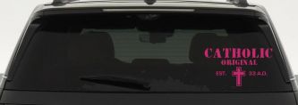 Catholic Original Est 33 AD Christian Car Truck Window Vinyl Decal Sticker (Hot Pink)